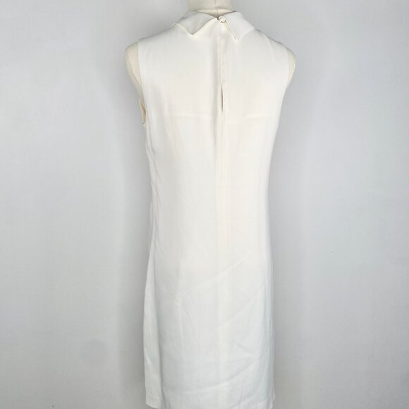 Massimo Dutti - Ivory Satin Sleevless Keyhole Lined Shift Dress - Picture 5 of 6